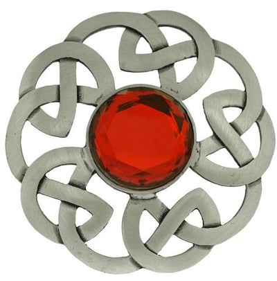 Plaid Brooch Celtic Interlace Antique with Stone
