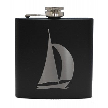 6oz Matt Black Hip Flask With Cups Gift Set (Scottish designs)