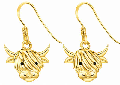 Highland Cow Silver Drop Earrings