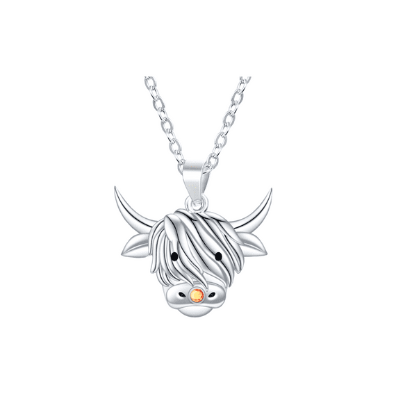 Highland Cow Silver Pendant