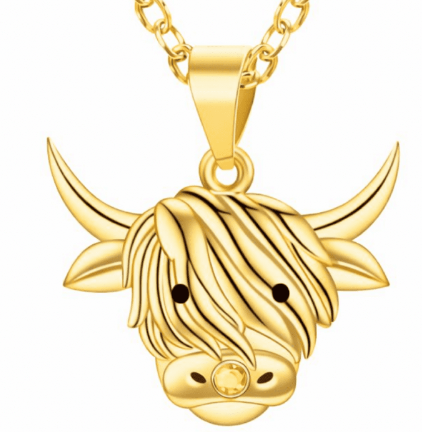 Highland Cow Gold Pendant