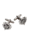 Cuff Links, Polished Pewter Thistle