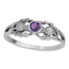 Scottish Two-Thistle Silver Ring, Amethyst-colour Stone 0502