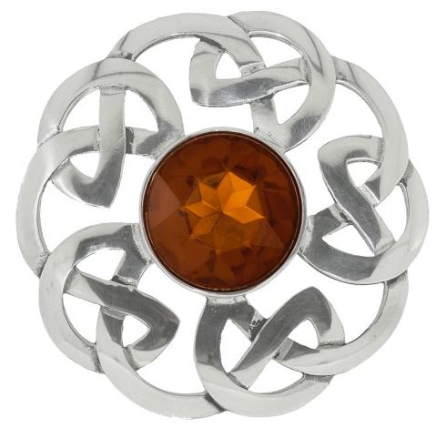 Plaid Brooch Celtic Interlace with Stone (248)