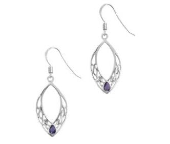 Celtic Silver Oval Drop Earrings