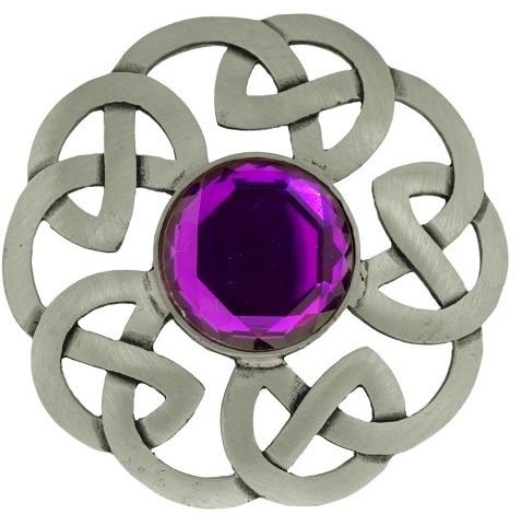 Plaid Brooch Celtic Interlace Antique with Stone (248)