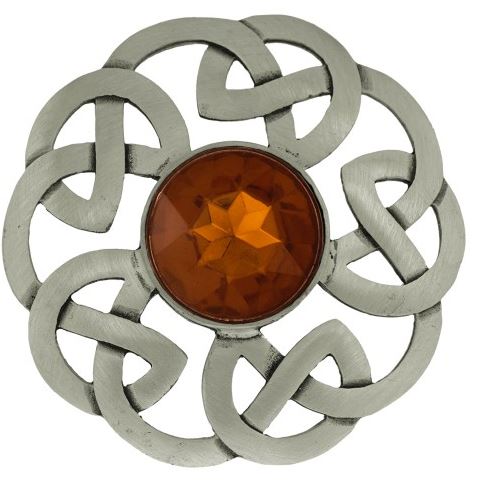 Plaid Brooch Celtic Interlace Antique with Stone (248)