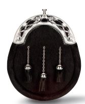 Plain Chrome Serpent on Black Pony Sporran