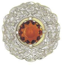 Plaid Brooch with Stone - 