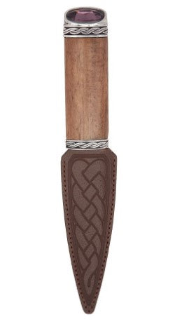 Red Shisham Wood Celtic Sgian Dubh, Stone Top