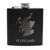 6oz Matt Black Hip Flask With Cups Gift Set (Scottish designs)
