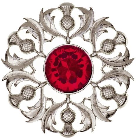 Plaid Brooch Scottish Thistle Centre Stone (234)