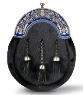 Antique and Blue Thistle on Black Pony Sporran