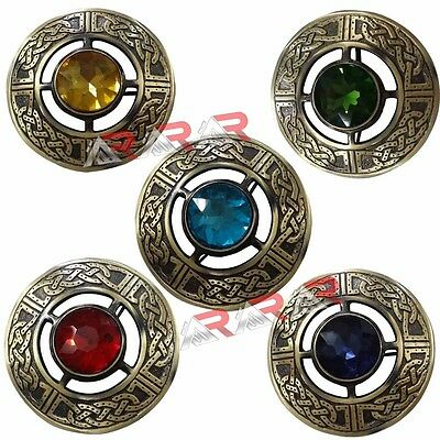 Plaid Brooch with Stone Celtic