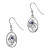 Scottish Thistle Silver Oval Earrings with Stone